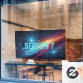 Vibrant Neon Pink Blue Cosmic Space Galaxy ウィンドウサイン (カフェ窓)