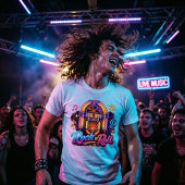 Vibrant Neon Rock 'n' Roll Jukebox トライブレンドTシャツ