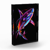 Vibrant Neon Shark Modern Digital Ocean フォトブロック (左)
