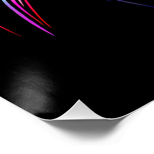 Vibrant Neon Shark Modern Digital Ocean ポスター (コーナー)