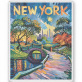 Vibrant New York Central Park USA Van Gogh Style シール (正面)