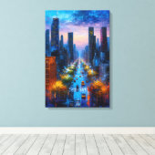 Vibrant Night Cityscape Canvas Print キャンバスプリント (インサイチュ (ウッドフロア))