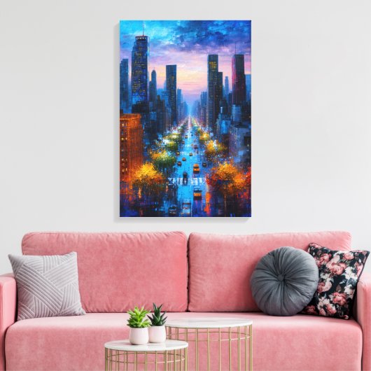 Vibrant Night Cityscape Canvas Print キャンバスプリント (インサイチュ (リビング))
