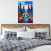 Vibrant Night Cityscape Canvas Print キャンバスプリント (インサイチュ (寝室))