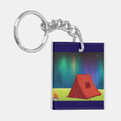 Vibrant Northern Lights Camping Tent Night キーホルダー (正面左)