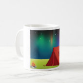 Vibrant Northern Lights Camping Tent Night コーヒーマグカップ (正面左)