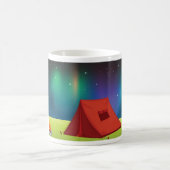 Vibrant Northern Lights Camping Tent Night コーヒーマグカップ (中央)