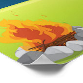 Vibrant Northern Lights Camping Tent Night ポスター (角)