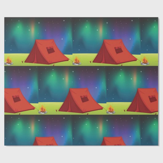 Vibrant Northern Lights Camping Tent Night ラッピングペーパー (フラット)