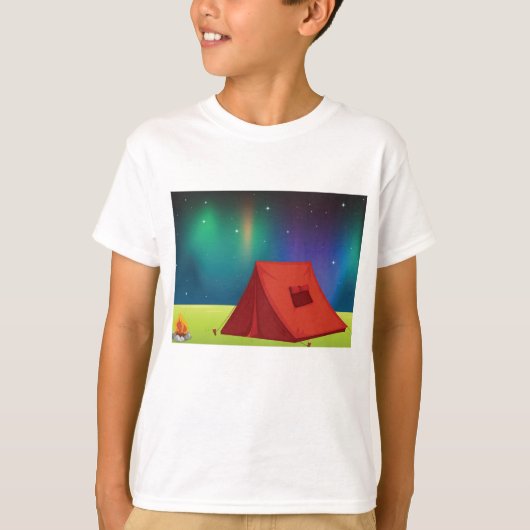 Vibrant Northern Lights Camping Tent Night Tシャツ (正面)