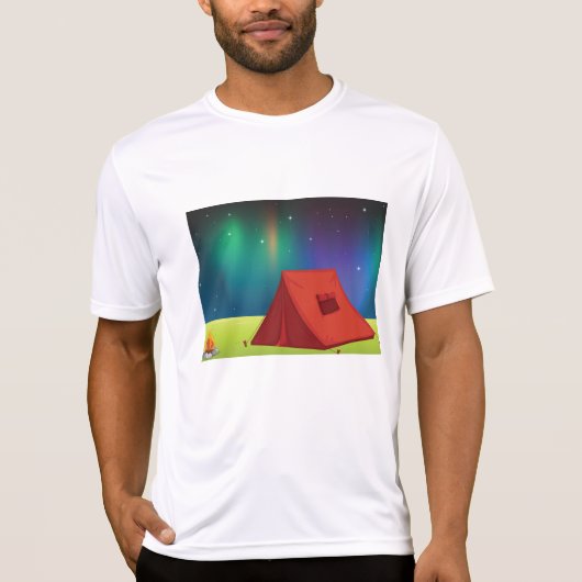 Vibrant Northern Lights Camping Tent Night Tシャツ (正面)