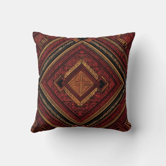 Vibrant Nubian Geometric Throw Pillow | African Et クッション (裏面)
