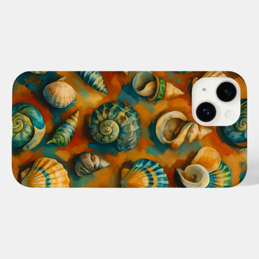 Vibrant Ocean Shells Art Phone Case - Coastal Aest Case-Mate iPhoneケース (裏面 (横))