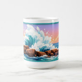 Vibrant Ocean Wave Crashing on Rocky Shore コーヒーマグカップ (中央)