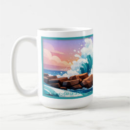 Vibrant Ocean Wave Crashing on Rocky Shore コーヒーマグカップ