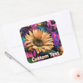Vibrant Oil Paint Sunflower Art  スクエアシール (封筒)