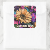 Vibrant Oil Paint Sunflower Art  スクエアシール (バッグ)