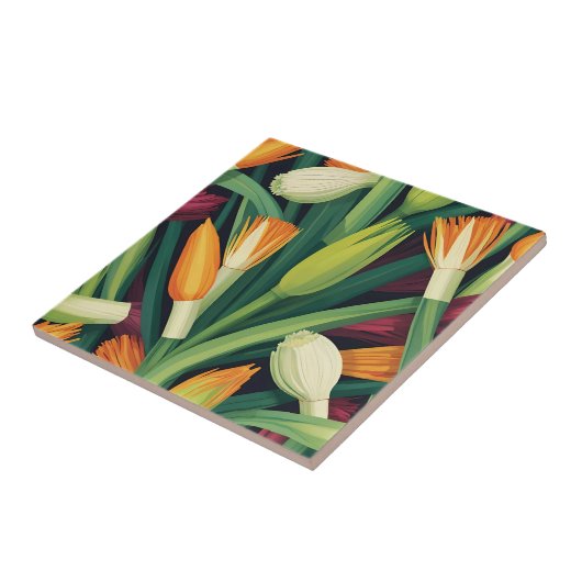 Vibrant Onion Flower Pattern タイル (側面)