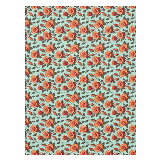 Vibrant Orange And Red Roses テーブルクロス (正面)