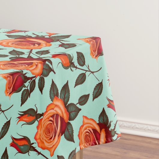 Vibrant Orange And Red Roses テーブルクロス (インサイチュ)