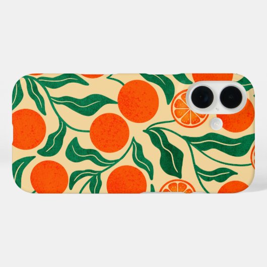Vibrant Orange Citrus Botanical Pattern  Case-Mate iPhoneケース (裏面 (横))