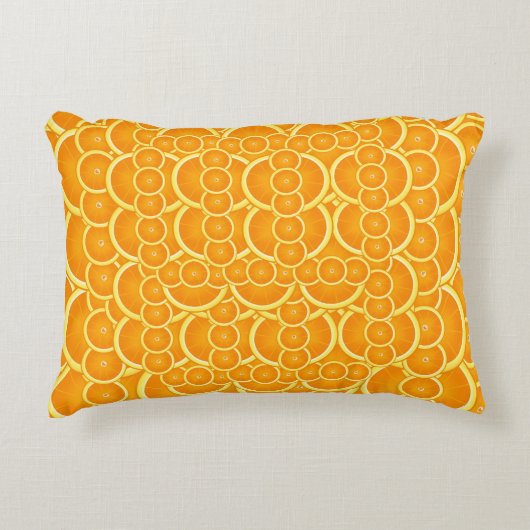 Vibrant Orange Citrus Pattern Design アクセントクッション (正面)