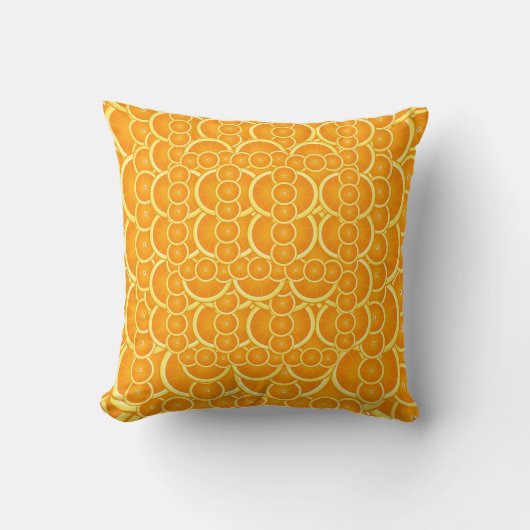 Vibrant Orange Citrus Pattern Design クッション (正面)