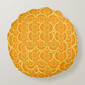 Vibrant Orange Citrus Pattern Design ラウンドクッション (裏面)