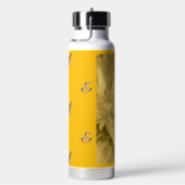 Vibrant Orange Color with Waterlily  and Initial ウォーターボトル (右面)