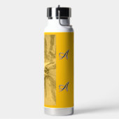 Vibrant Orange Color with Waterlily  and Initial ウォーターボトル (左面)