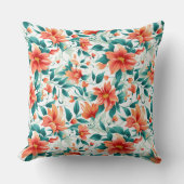 Vibrant Orange Floral Garden Pattern - Elegant Tea クッション (正面)
