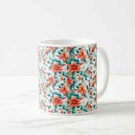 Vibrant Orange Floral Garden Pattern - Elegant Tea コーヒーマグカップ