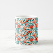 Vibrant Orange Floral Garden Pattern - Elegant Tea コーヒーマグカップ (中央)