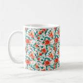 Vibrant Orange Floral Garden Pattern - Elegant Tea コーヒーマグカップ (左)