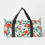 Vibrant Orange Floral Garden Pattern - Elegant Tea ダッフルバッグ (正面)