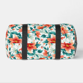 Vibrant Orange Floral Garden Pattern - Elegant Tea ダッフルバッグ