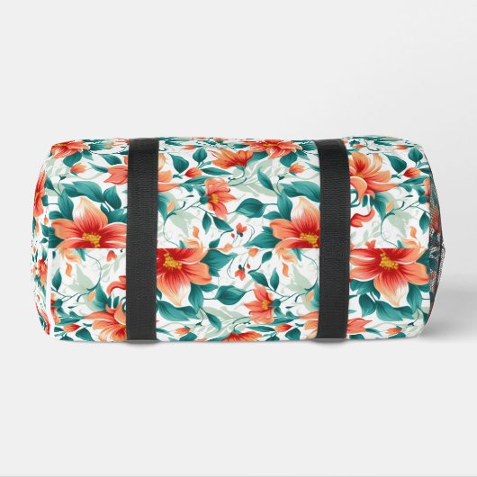 Vibrant Orange Floral Garden Pattern - Elegant Tea ダッフルバッグ (底面)