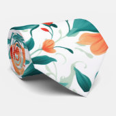 Vibrant Orange Floral Garden Pattern - Elegant Tea ネクタイ (ロール)