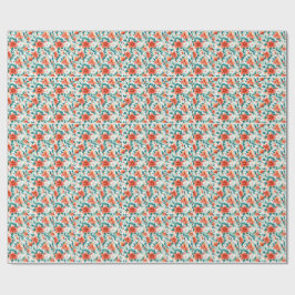 Vibrant Orange Floral Garden Pattern - Elegant Tea ラッピングペーパー
