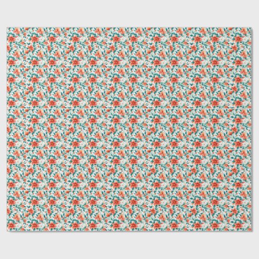 Vibrant Orange Floral Garden Pattern - Elegant Tea ラッピングペーパー (フラット)