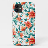 Vibrant Orange Floral Garden Pattern - Elegant Tea Case-Mate iPhoneケース (裏面)