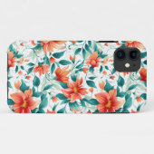 Vibrant Orange Floral Garden Pattern - Elegant Tea Case-Mate iPhoneケース (裏面(横))