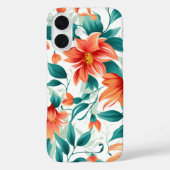 Vibrant Orange Floral Garden Pattern - Elegant Tea Case-Mate iPhoneケース (裏面)