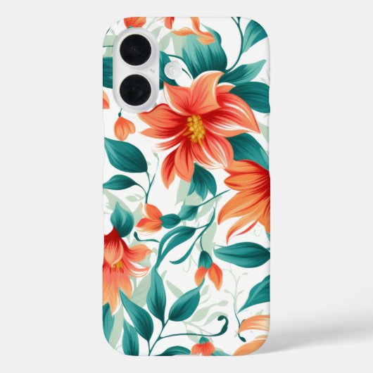 Vibrant Orange Floral Garden Pattern - Elegant Tea Case-Mate iPhoneケース (裏面)
