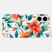 Vibrant Orange Floral Garden Pattern - Elegant Tea Case-Mate iPhoneケース (裏面 (横))