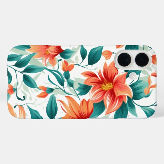 Vibrant Orange Floral Garden Pattern - Elegant Tea Case-Mate iPhoneケース (裏面 (横))