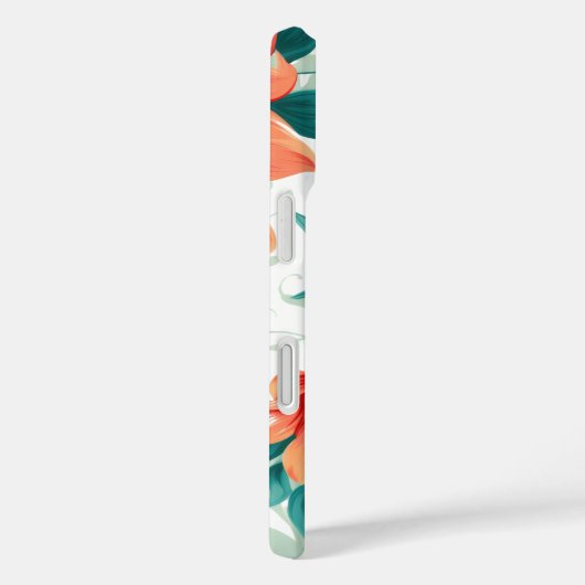 Vibrant Orange Floral Garden Pattern - Elegant Tea Case-Mate iPhoneケース (裏面 / 右)