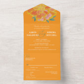 Vibrant Orange Marigold Summer Wedding オールインワン招待状 (内側)