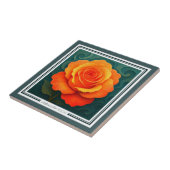 Vibrant Orange Rose Paper-Cut FloralCeramic Tile タイル (側面)