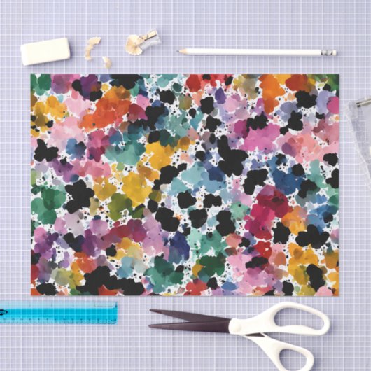 Vibrant Organic Abstract: Imperfect Ink Blot 薄葉紙 (クラフト)